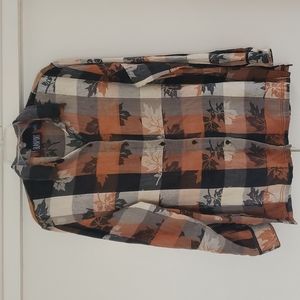 Flannel | Button down | Orange and black | Long sleeve  | Size Large